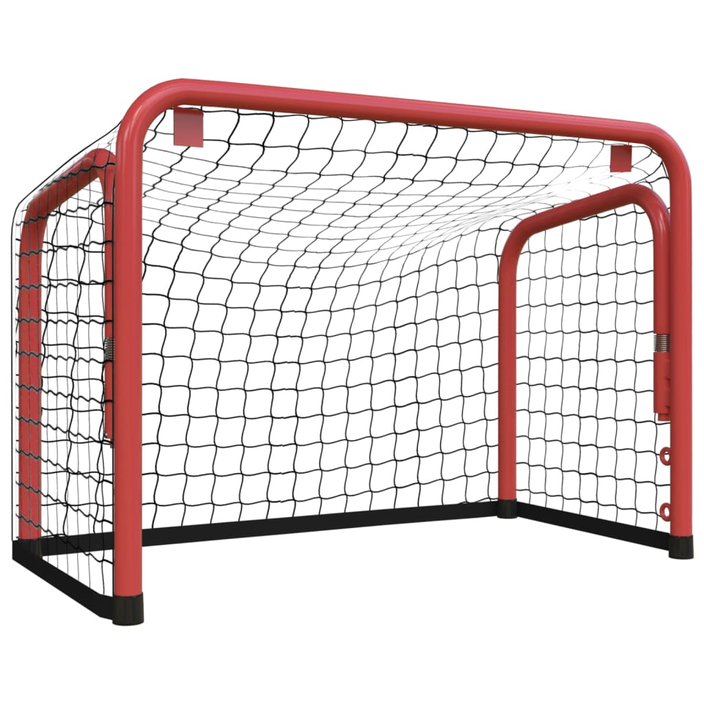 VidaXL Hockeytor mit Netz 68x32x47 cm, Stahl und Polyester, Rot und Schwarz