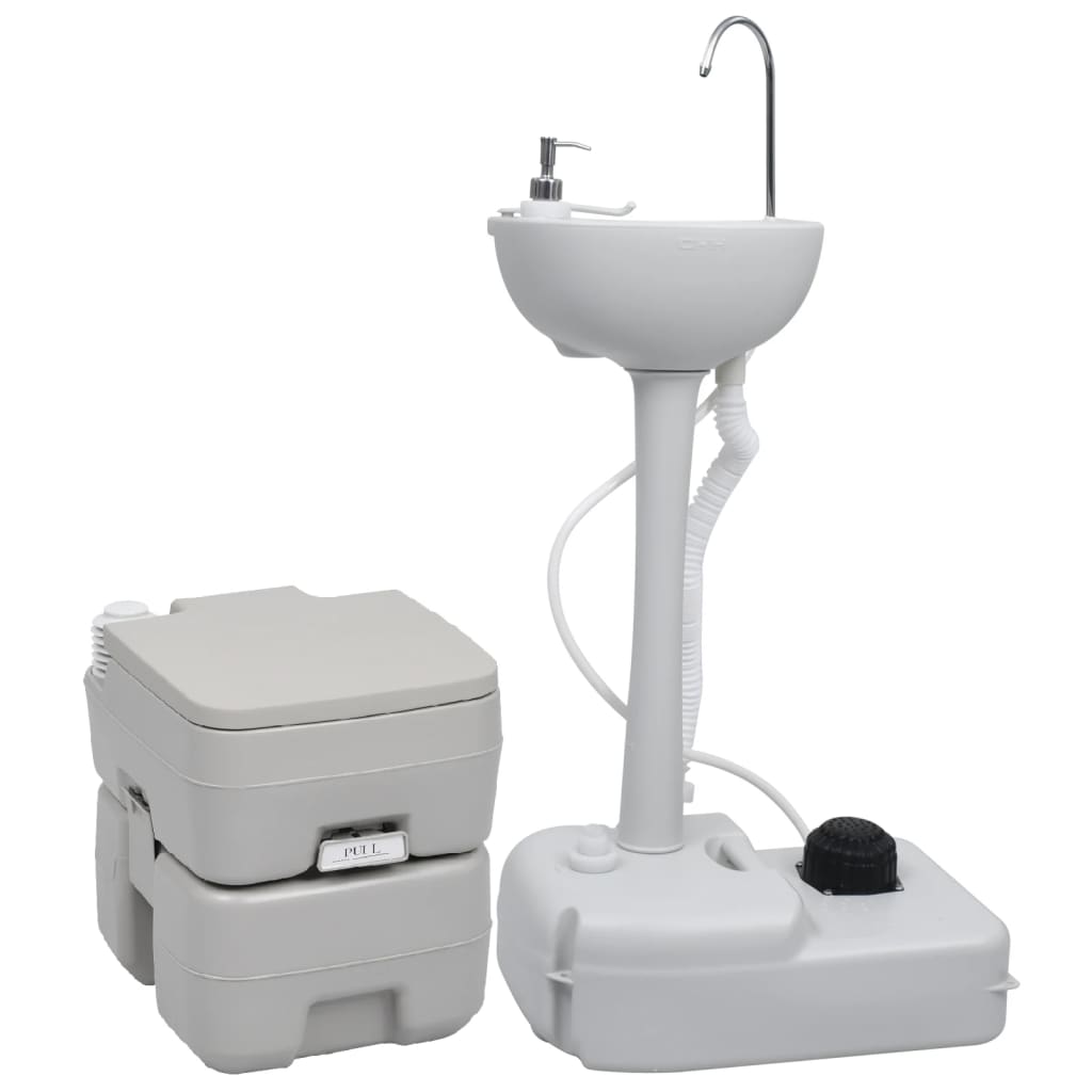 VidaXL Camping-Toiletten- und Waschbecken-Set tragbar
