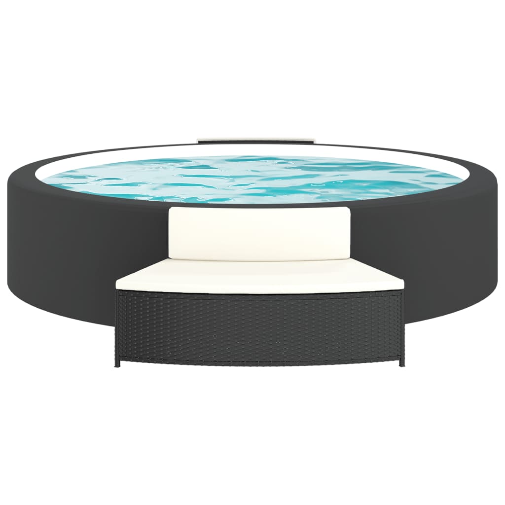VidaXL Spa-Bänke mit Kissen 2 Stk. Polyrattan schwarz