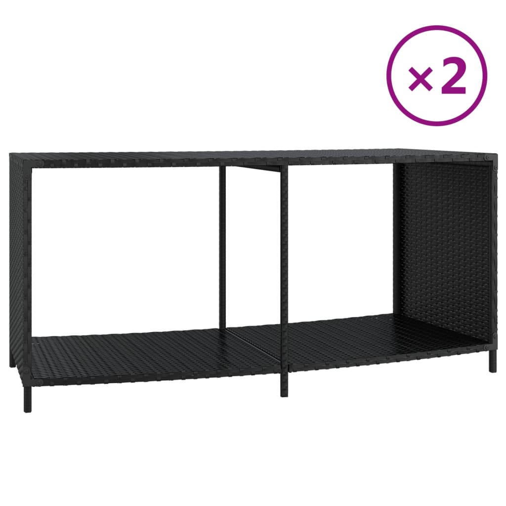 VidaXL Lagerregale 2 Stk. Poly Rattan Schwarz