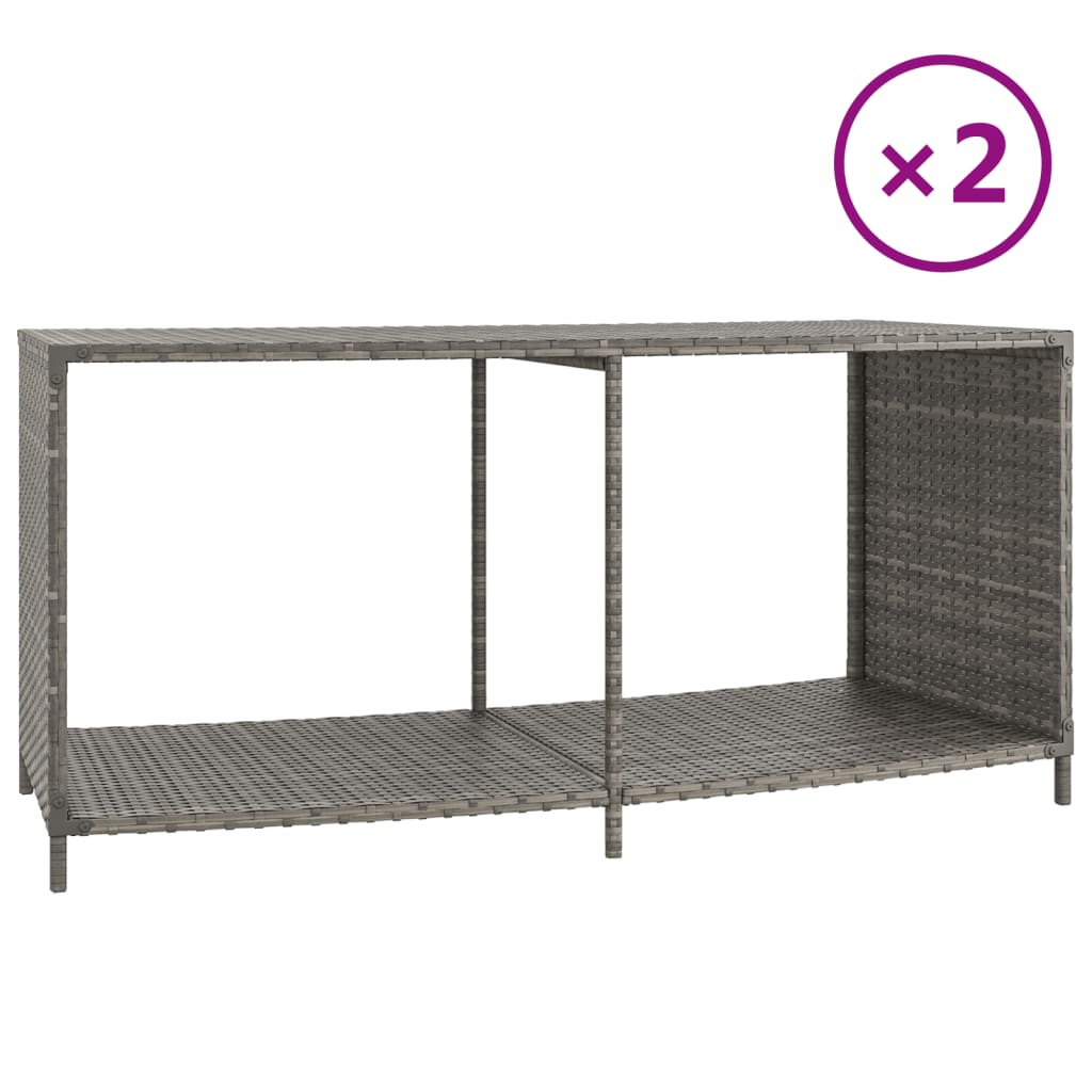 Vidaxx Lagerregale 2 Stk. Polyrattan grau