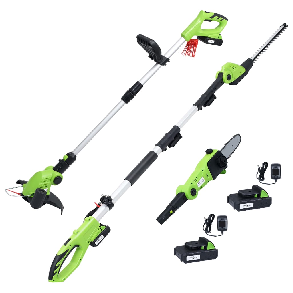 VidaXL 3-teiliges kabelloses Gartenwerkzeug-Set mit Ladegeräten und Akkus