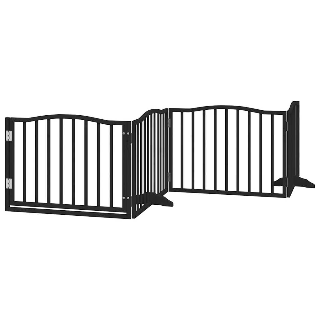Vidaxl hondenhek met deur opvouwbaar 4 panelen zwart 320 cm populierenhout