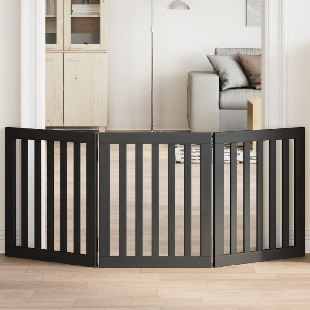 Vidaxx faltbares Hundegitter 3 Paneele 150 cm Pappelholz schwarz
