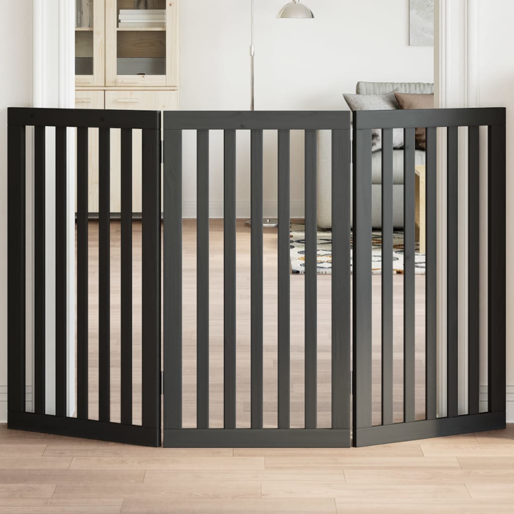Vidaxx faltbares Hundegitter 3 Paneele 150 cm Pappelholz schwarz