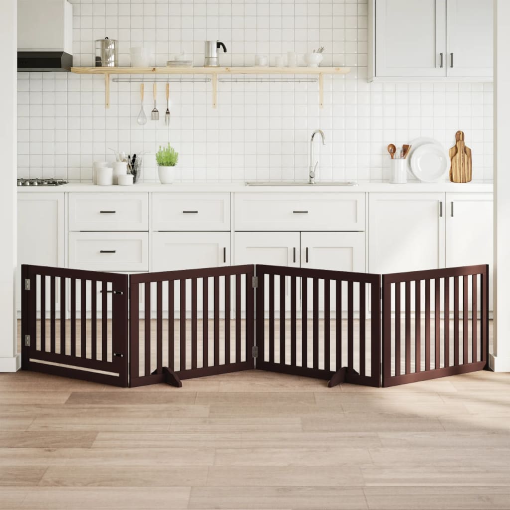Vidaxx faltbares Hundegitter 4 Paneele 320 cm Pappelholz braun