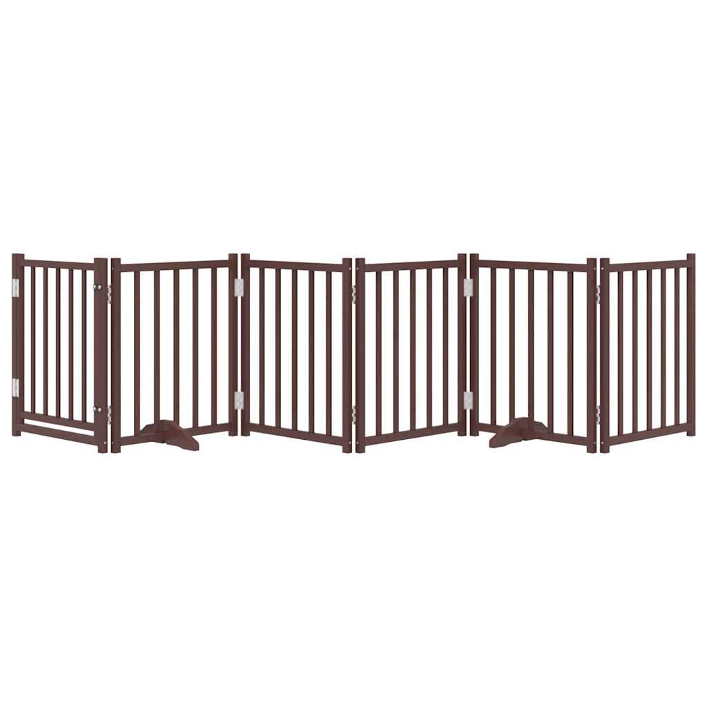 Vidaxl faltbares Hundegitter, 6 Paneele, 300 cm, massive Kiefer, braune Eiche