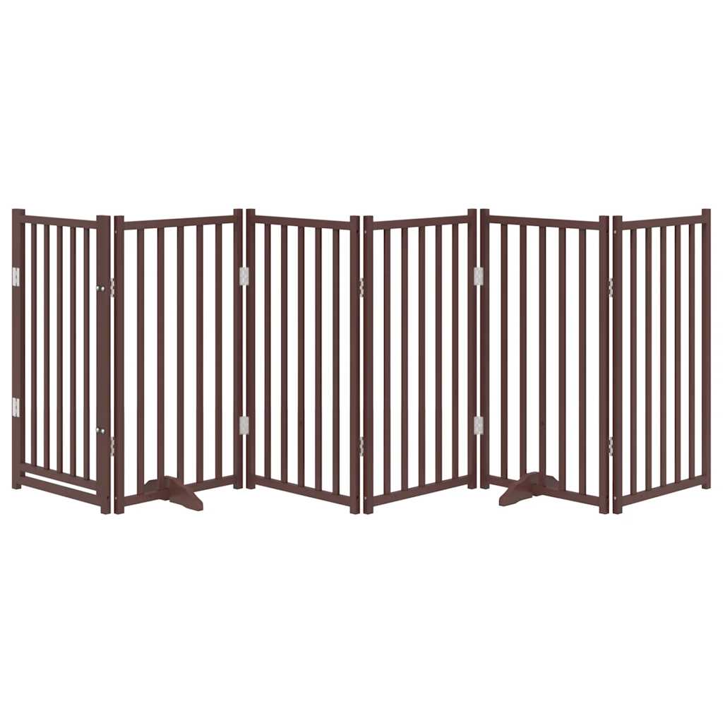 Vidaxl faltbares Hundegitter, 6 Paneele, 300 cm, massive Kiefer, braune Eiche