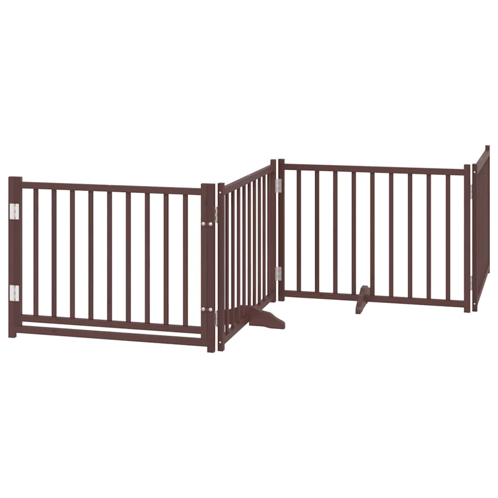 VidaXL Zusammenklappbarer Hundezaun, 4 Paneele, 320 cm, massive Kiefer, braune Eiche