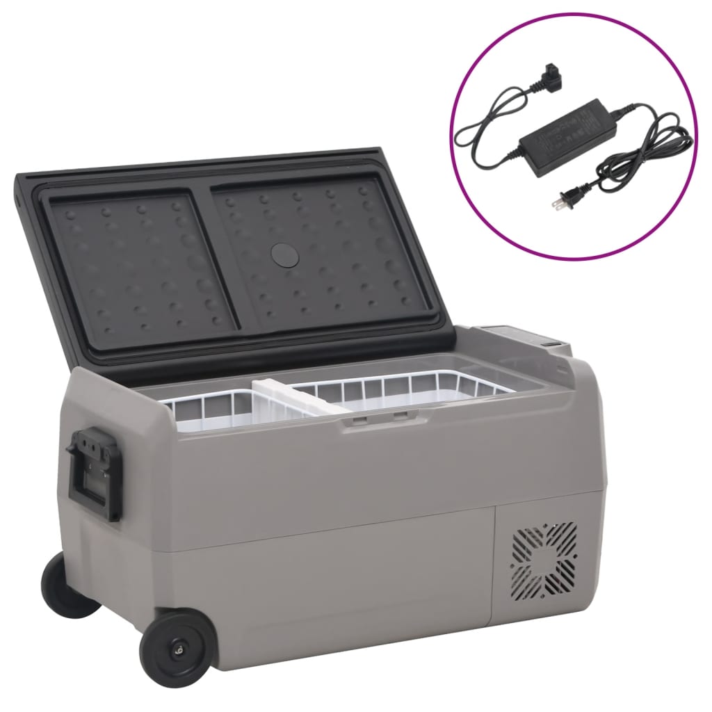 VidaXL Kühlbox mit Rollen und Adapter 50 L PP und PE Schwarz und Grau