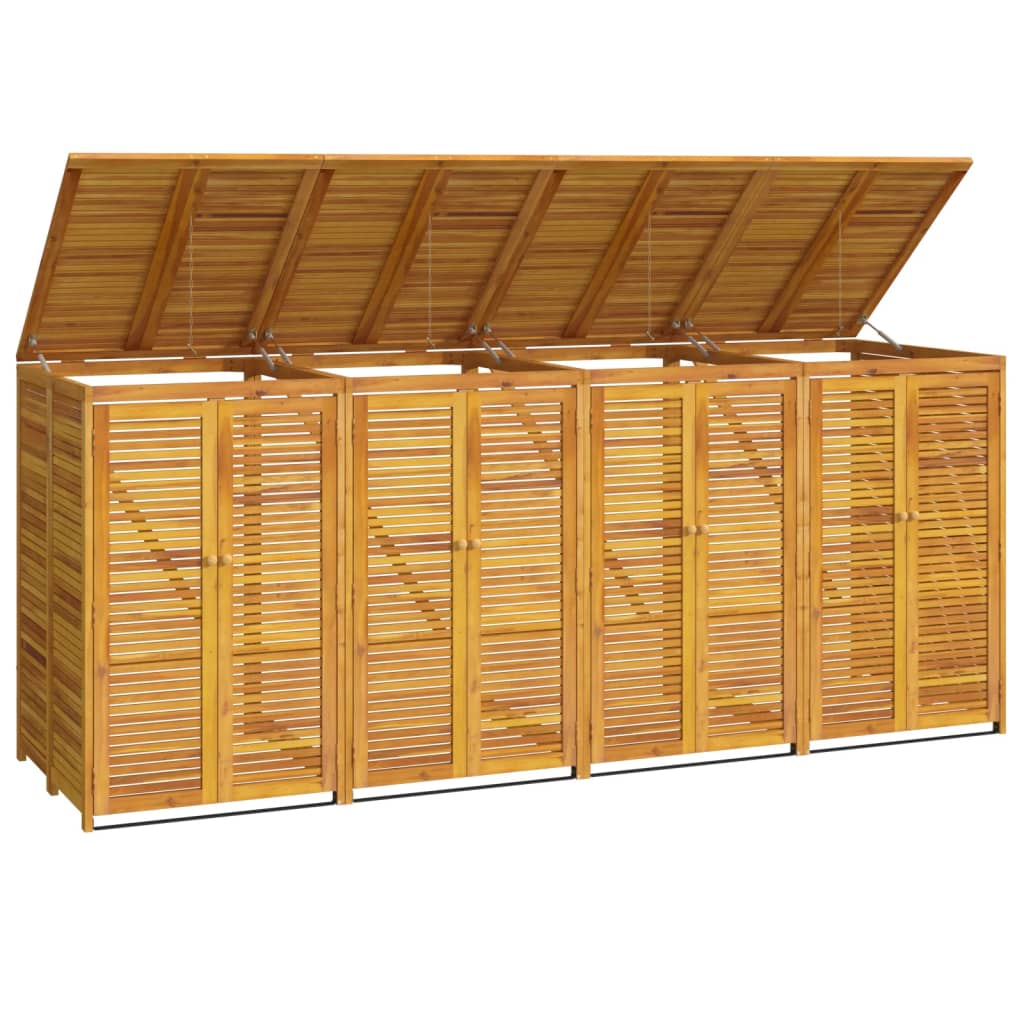VidaXL Mülleimer-Aufbewahrung, vierfach, 280 x 89 x 117 cm, massives Akazienholz