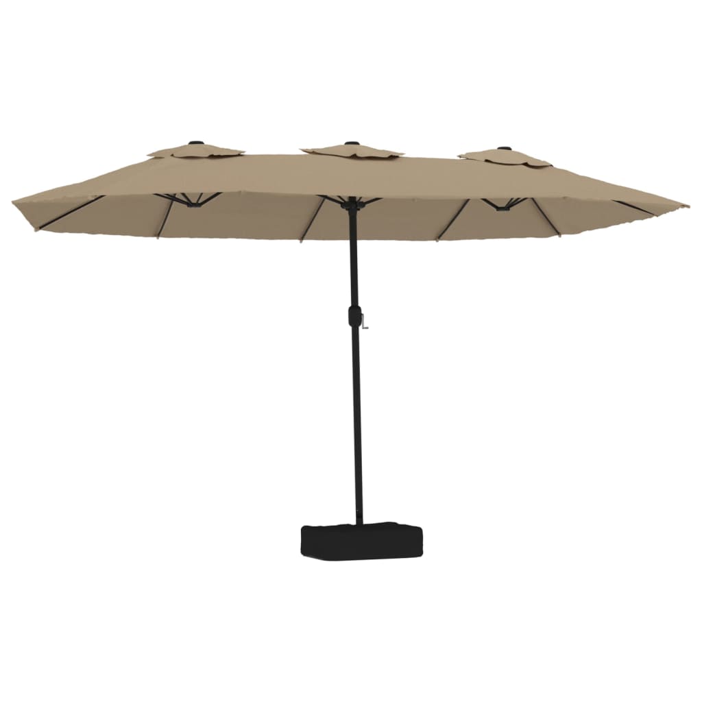 Vidaxx Sonnenschirm Doppeldach mit LED 449x245 cm Taupe