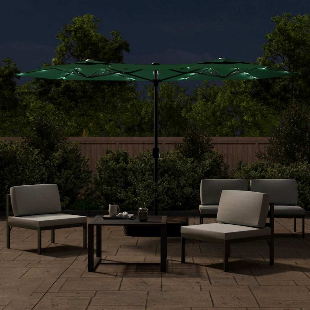 Vidaxx Sonnenschirm doppelt mit LEDs 316x240 cm grün