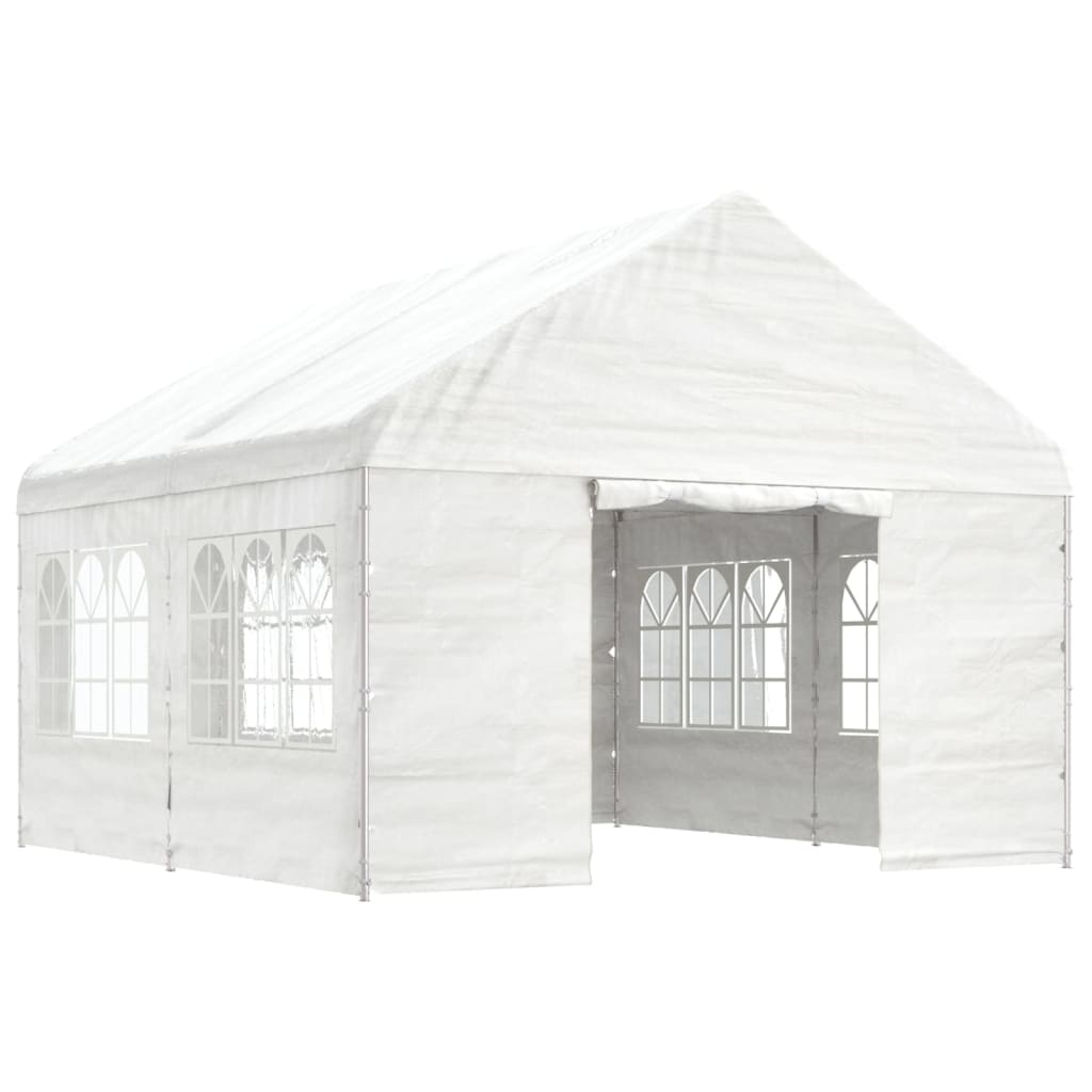 VidaXL Pavillon mit Dach 4,46 x 4,08 x 3,22 m Polyethylen weiß