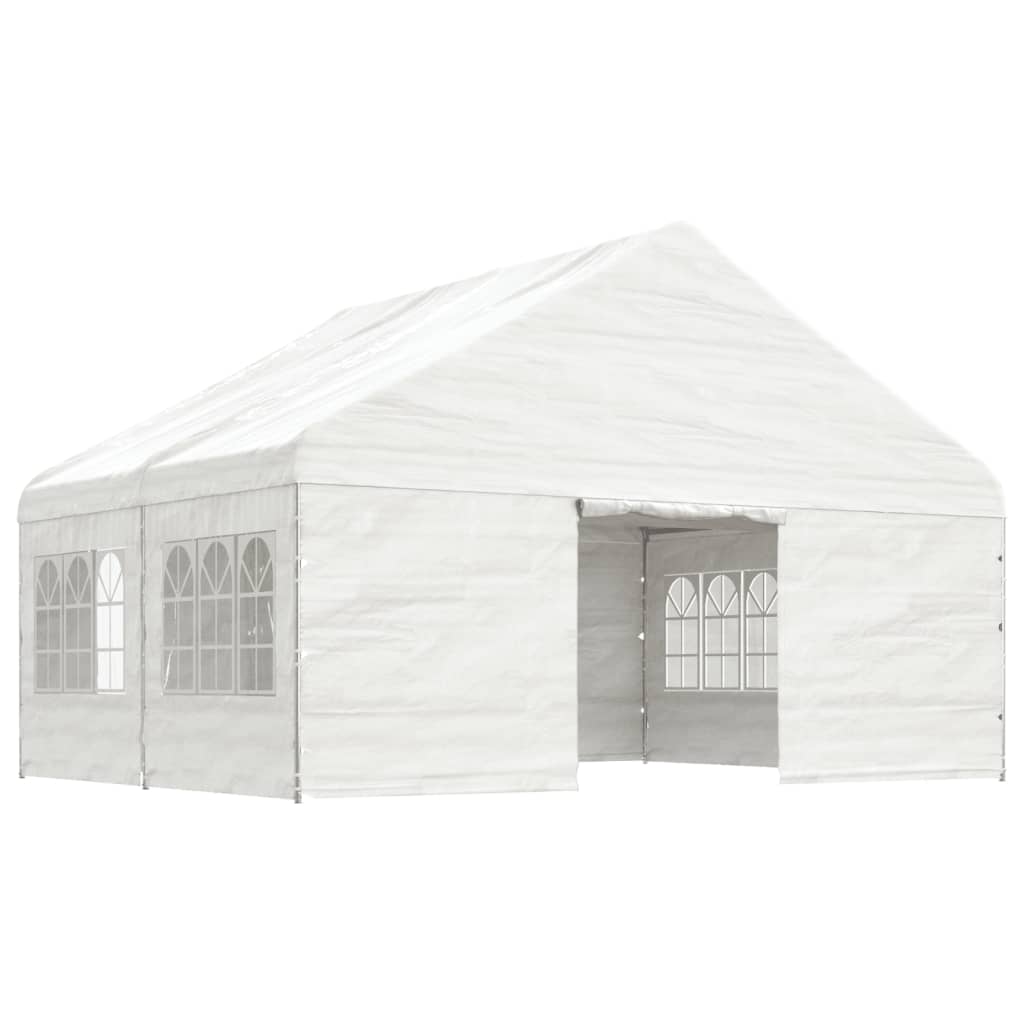 VidaXL Pavillon mit Dach 4,46 x 5,88 x 3,75 m Polyethylen weiß