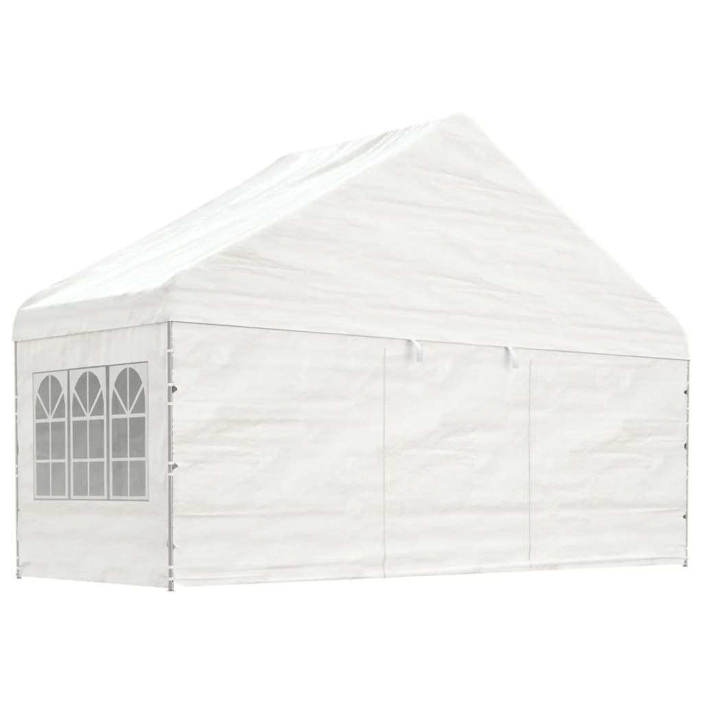 VidaXL Pavillon mit Dach 4,46 x 5,88 x 3,75 m Polyethylen weiß