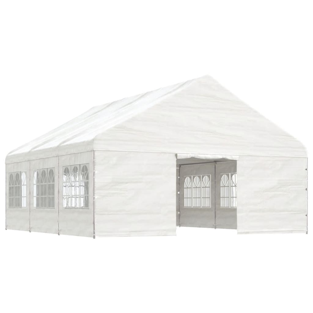 VidaXL Pavillon mit Dach 6,69 x 5,88 x 3,75 m Polyethylen weiß
