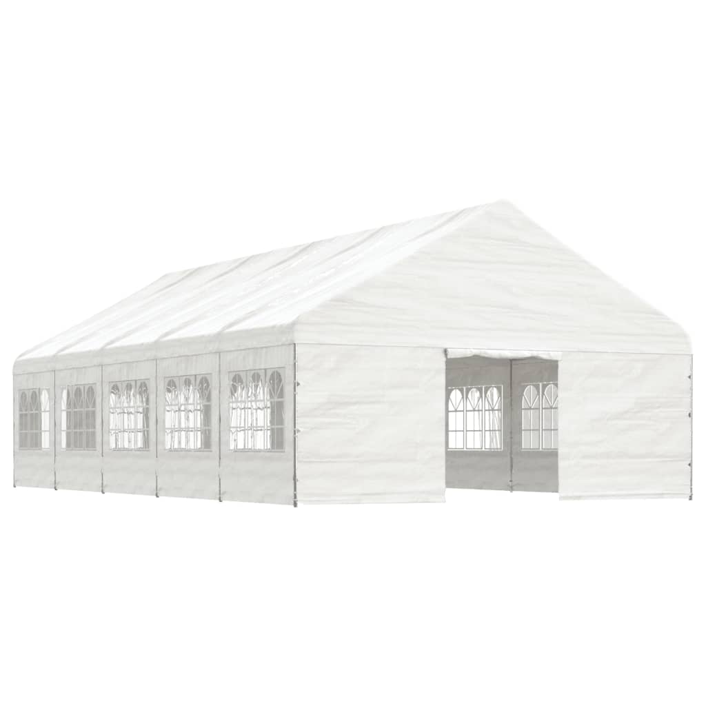 VidaXL Pavillon mit Dach 11,15 x 5,88 x 3,75 m Polyethylen weiß