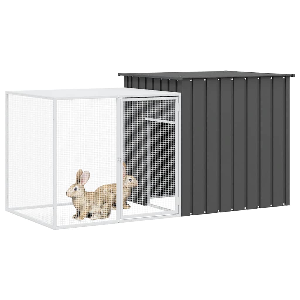 Vidaxxl Kaninchenstall 200x91x100 cm verzinkter Stahl Anthrazit