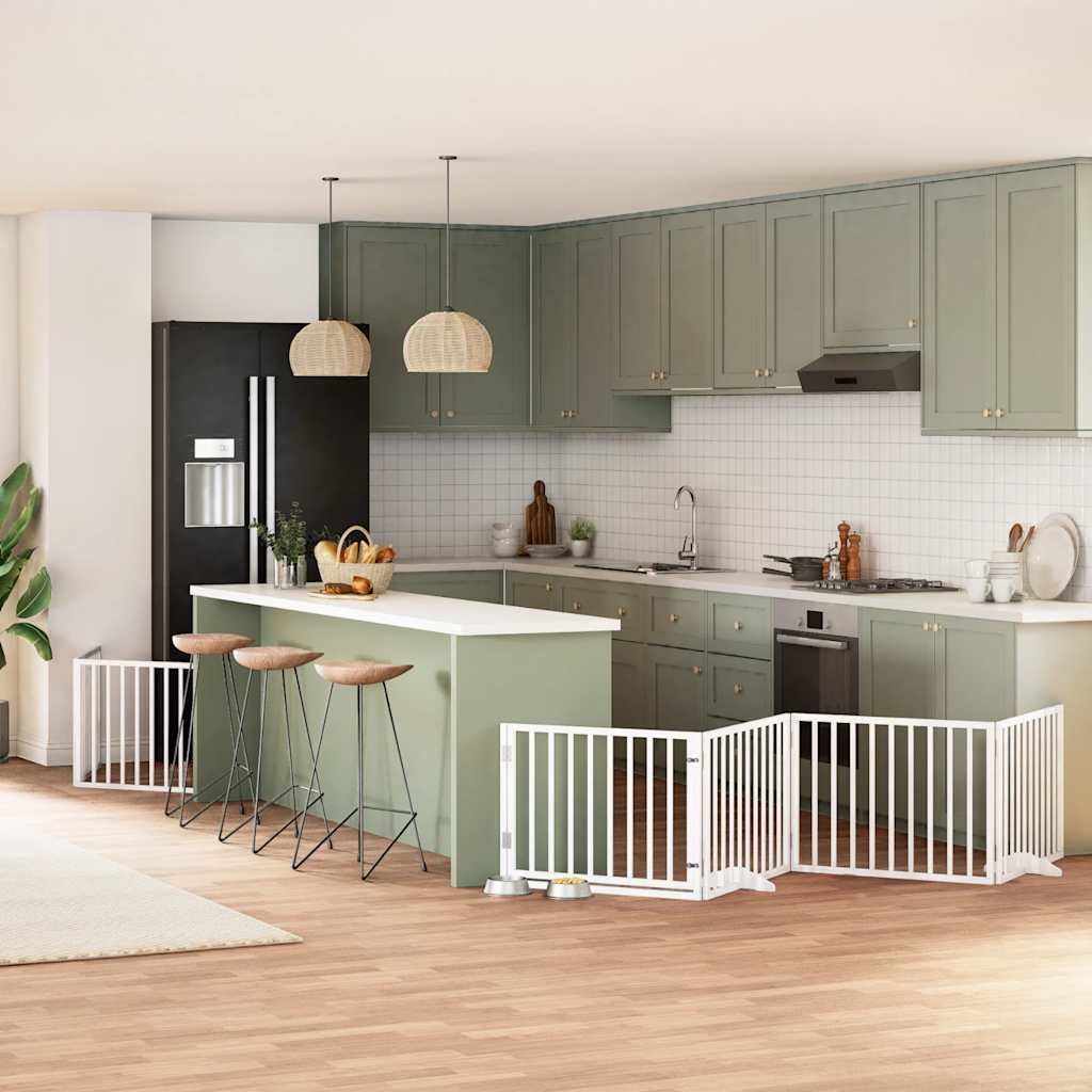 Vidaxl hondenhek inklapbaar met deur 12 panelen 960cm populierhout wit