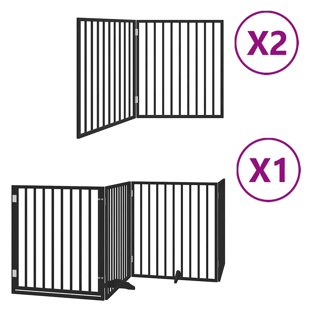 Vidaxl hondenhek inklapbaar 8 panelen 640 cm populierenhout zwart