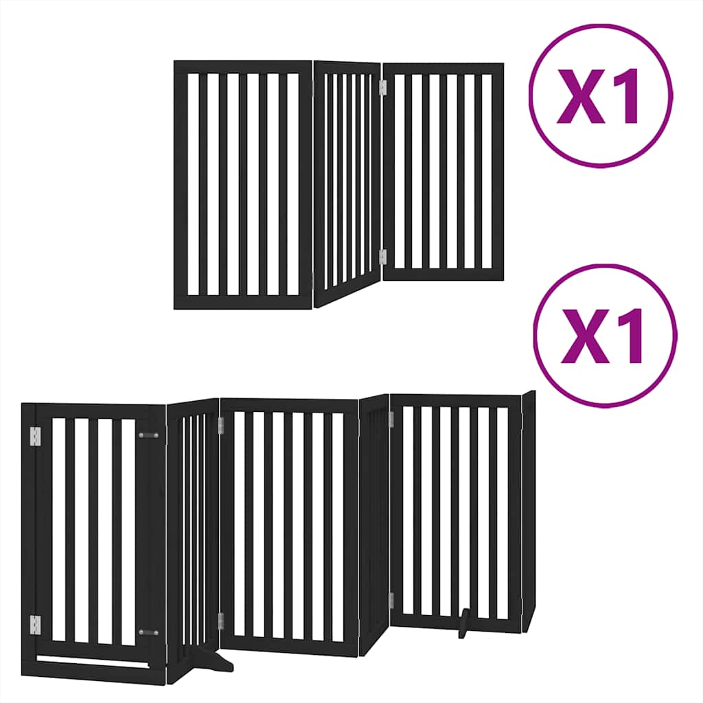 Vidaxl hondenhek inklapbaar 9 panelen 450 cm populierenhout zwart