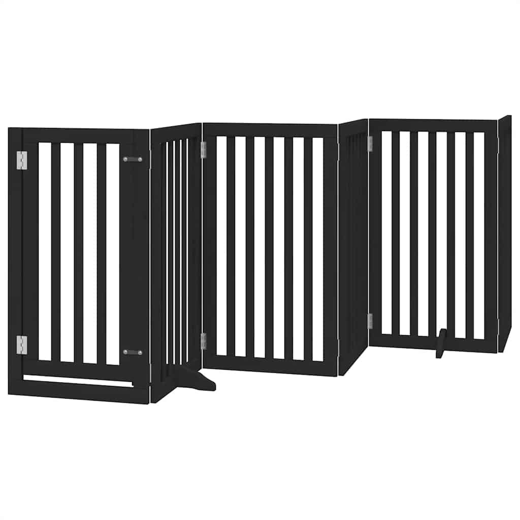 Vidaxl hondenhek inklapbaar 9 panelen 450 cm populierenhout zwart