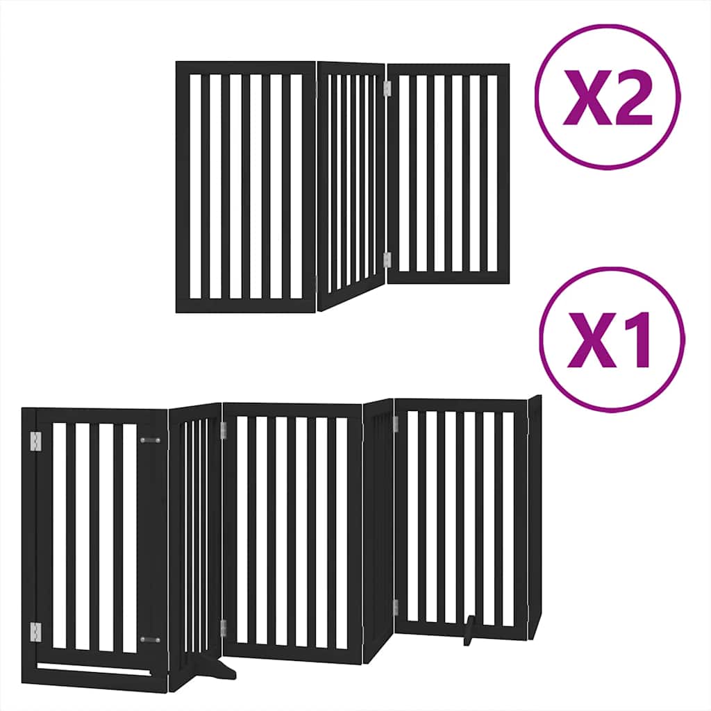 Vidaxl hondenhek inklapbaar 12 panelen 600 cm populierenhout zwart
