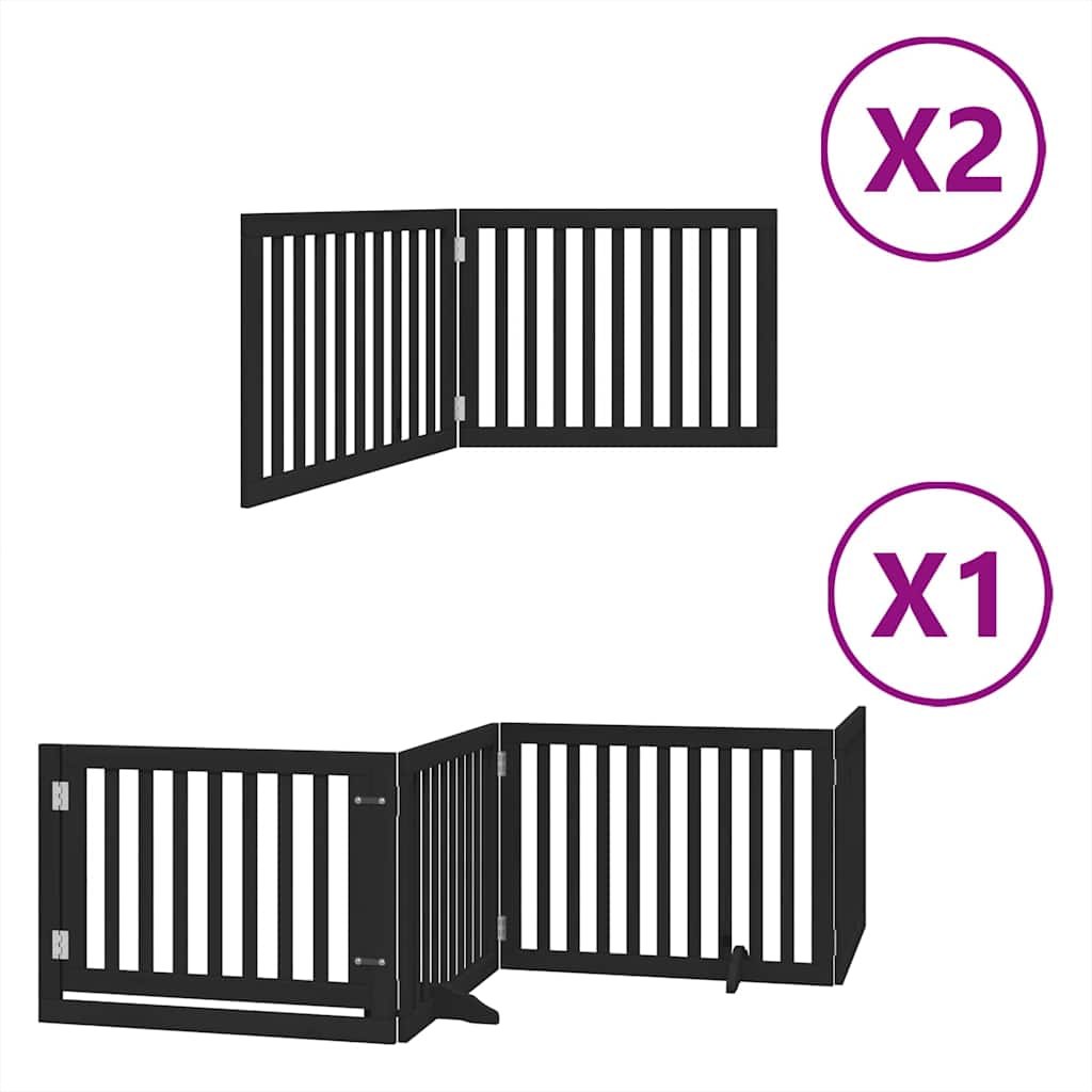 Vidaxl hondenhek inklapbaar 8 panelen 640 cm populierenhout zwart