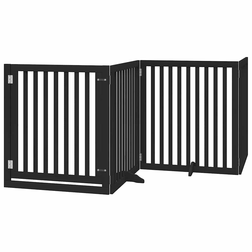 Vidaxl hondenhek inklapbaar 6 panelen 480 cm populierenhout zwart