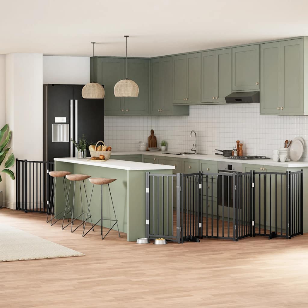 Vidaxl hondenhek inklapbaar 9 panelen 450 cm populierenhout zwart