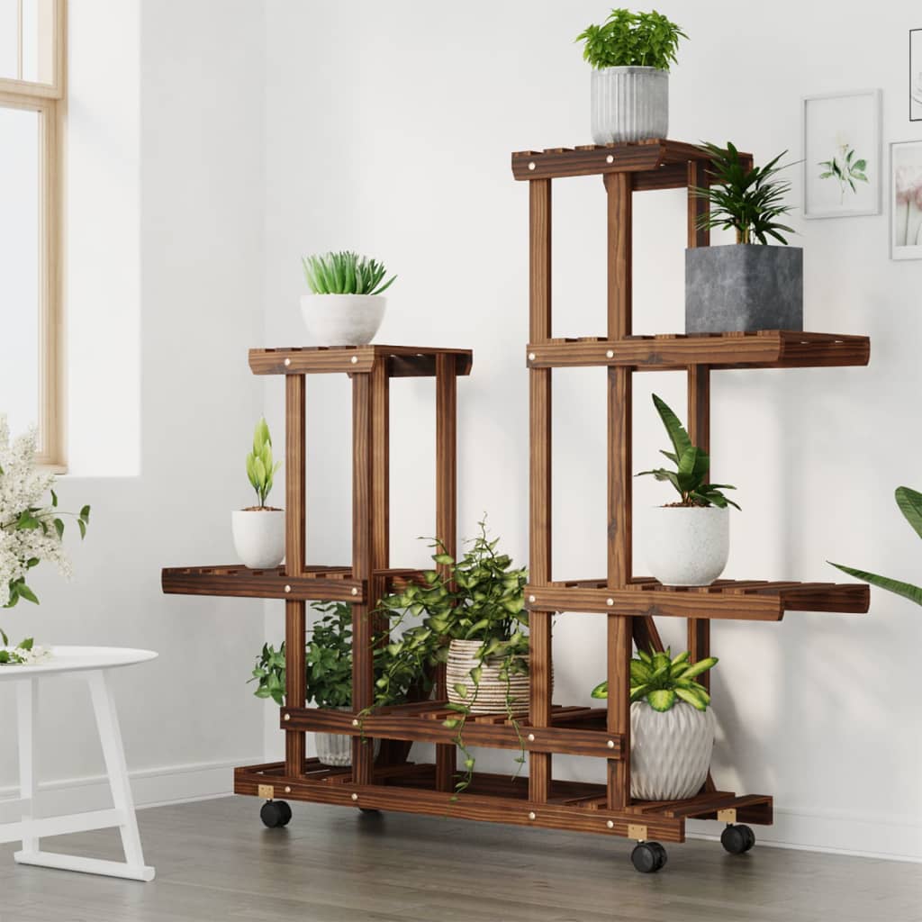 Vidaxx Pflanzenständer mit Rollen 95x25x101 cm massives Kiefernholz
