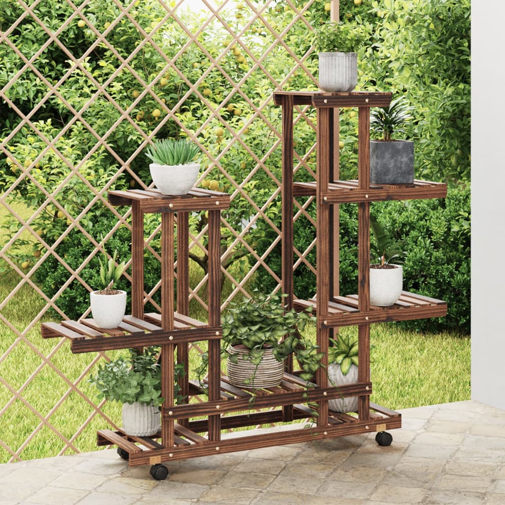 Vidaxx Pflanzenständer mit Rollen 95x25x101 cm massives Kiefernholz