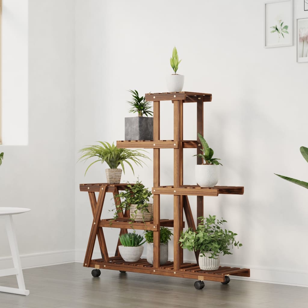 Vidaxx Pflanzenständer mit Rollen 95x25x101 cm massives Kiefernholz