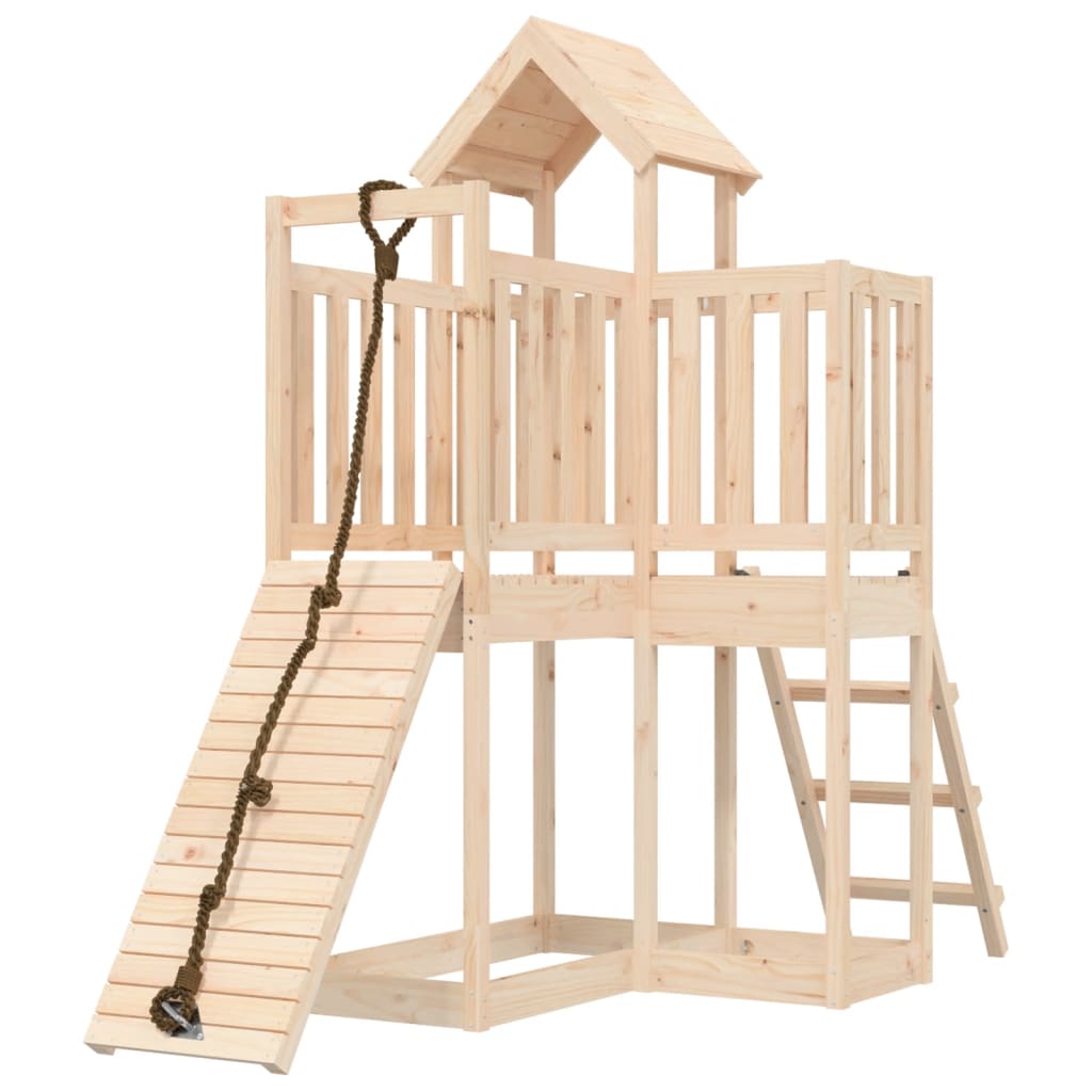 VidaXL Spielhaus mit Kletterwand aus massivem Kiefernholz