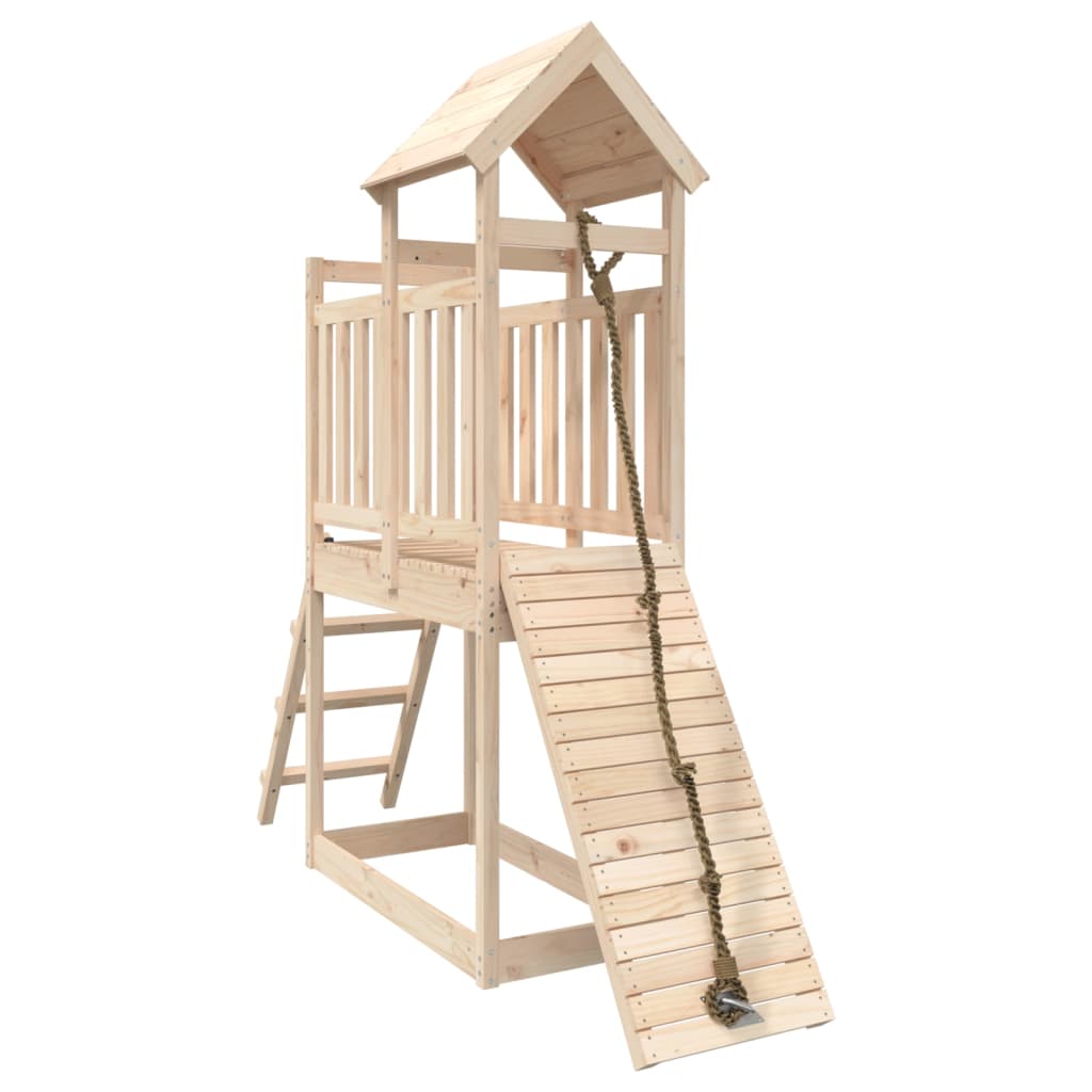 VidaXL Spielhaus mit Kletterwand aus massivem Kiefernholz