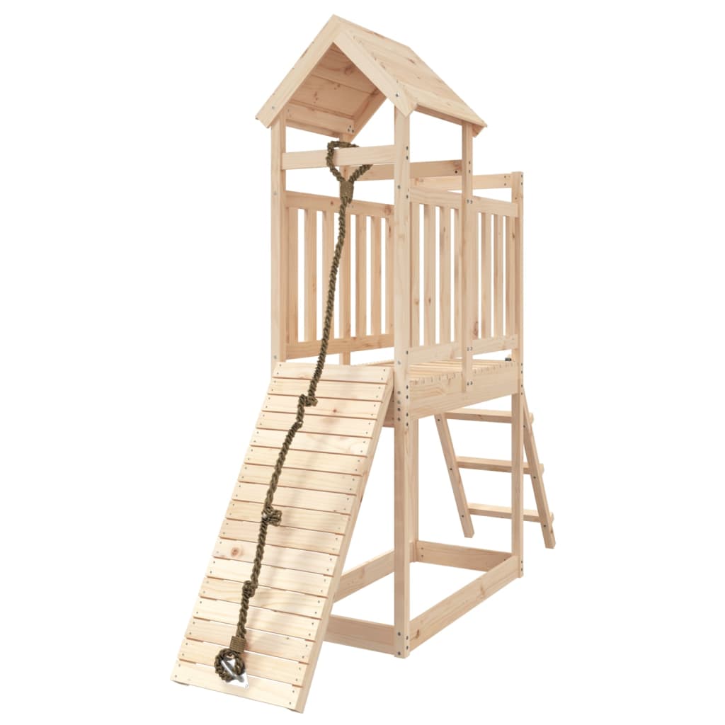 VidaXL Spielhaus mit Kletterwand aus massivem Kiefernholz