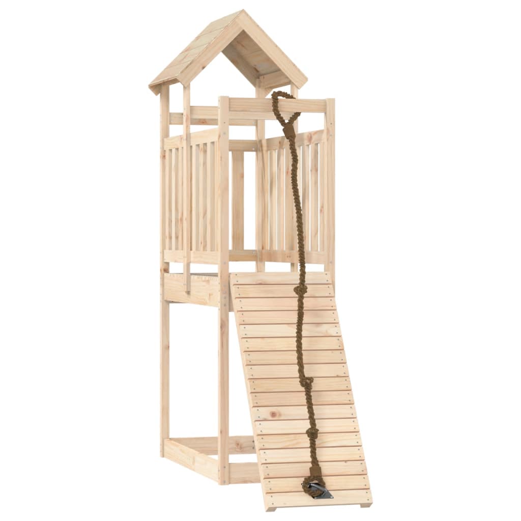 VidaXL Spielhaus mit Kletterwand aus massivem Kiefernholz