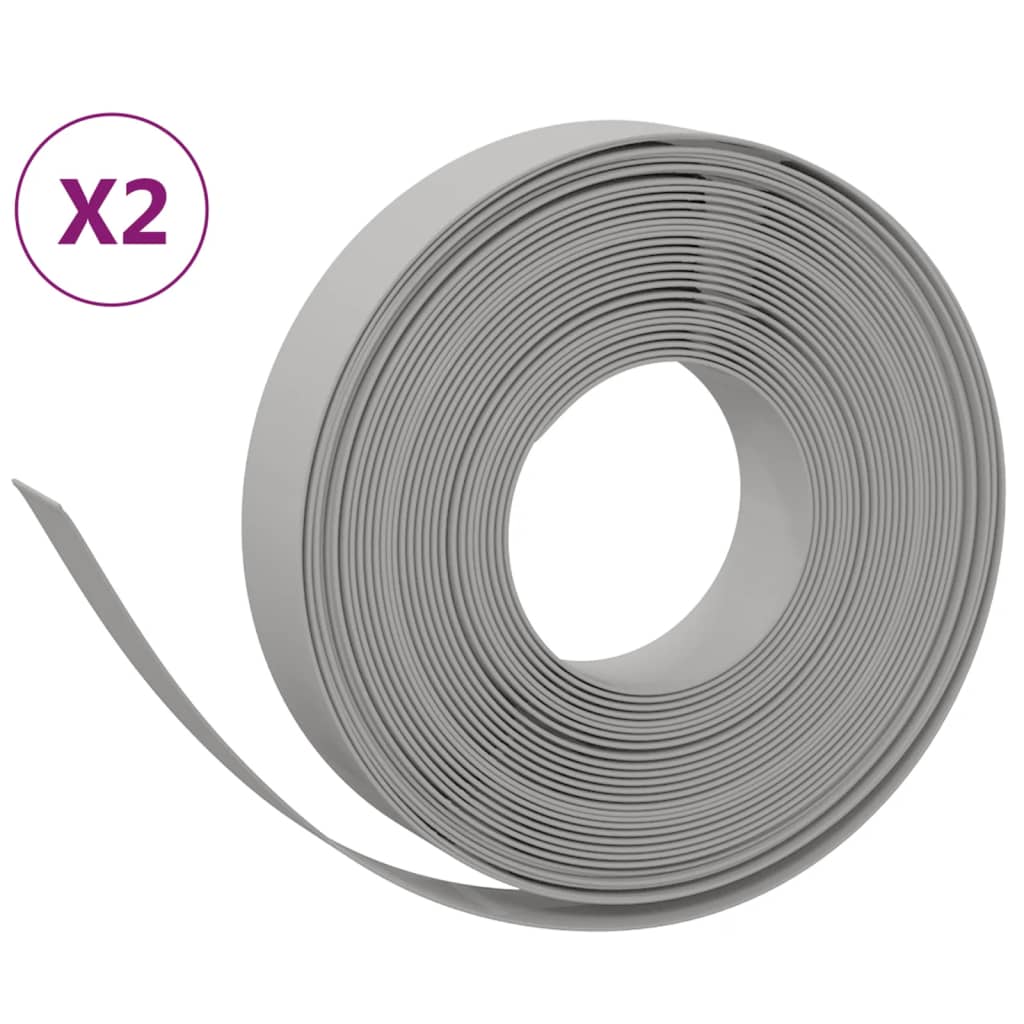 VidaXL Garteneinfassung 2 Stk. 10 m 10 cm Polyethylen grau