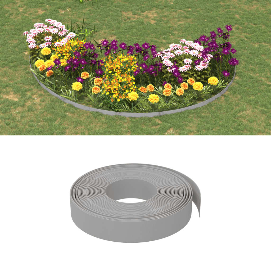 VidaXL Garteneinfassung 2 Stk. 10 m 10 cm Polyethylen grau