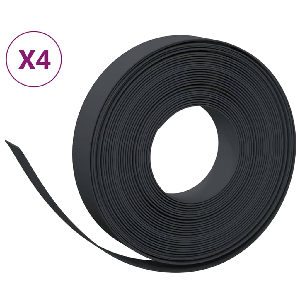 VidaXL Garteneinfassung 4 Stk. 10 m 10 cm Polyethylen schwarz