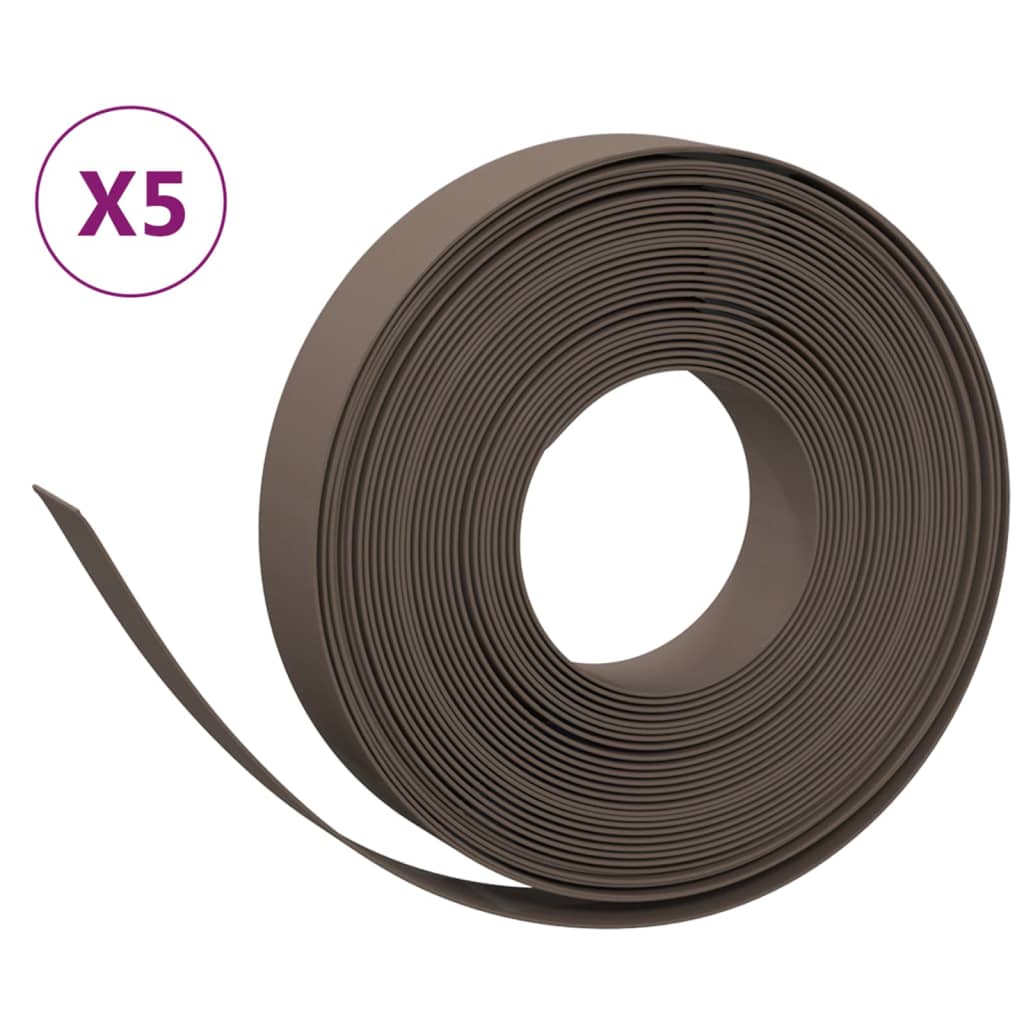 VidaXL Garteneinfassung 5 Stk. 10 m 10 cm Polyethylen braun