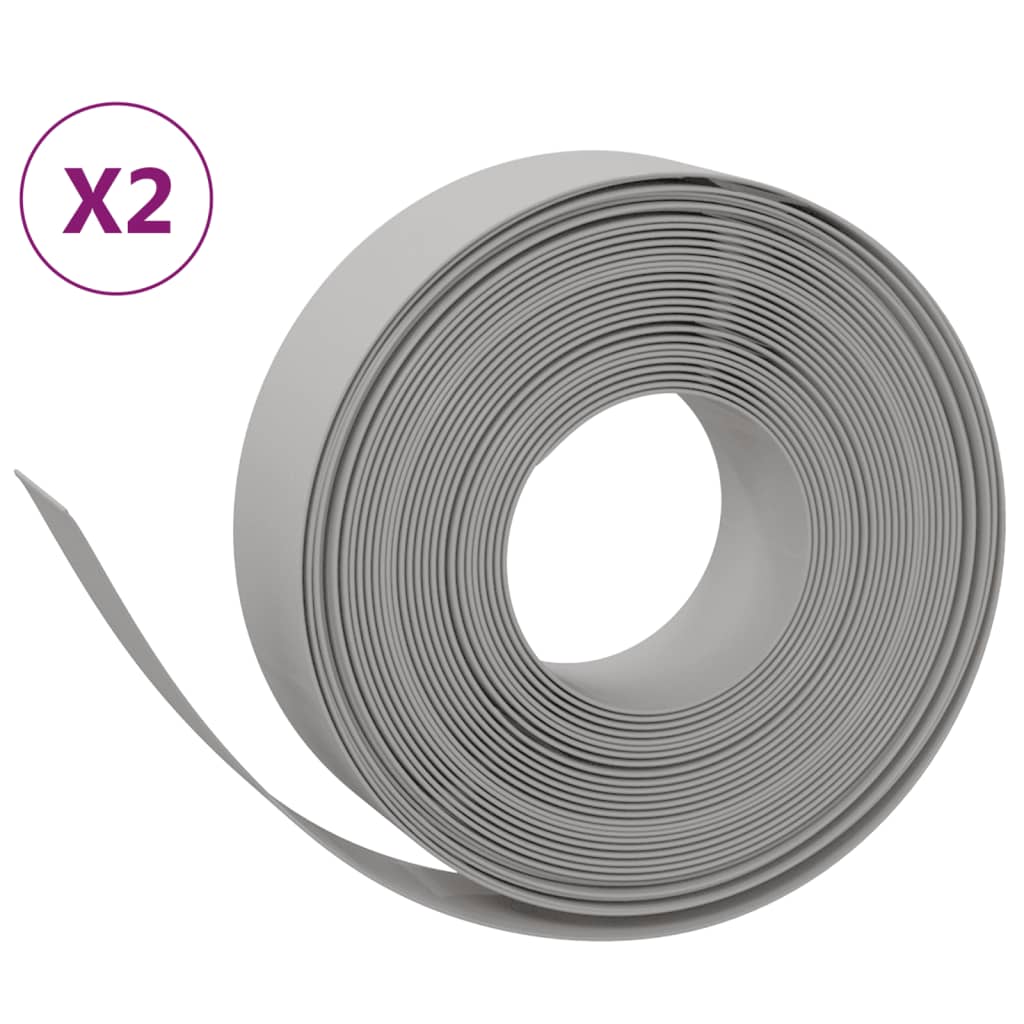 VidaXL Garteneinfassung 2 Stk. 10 m 15 cm Polyethylen grau