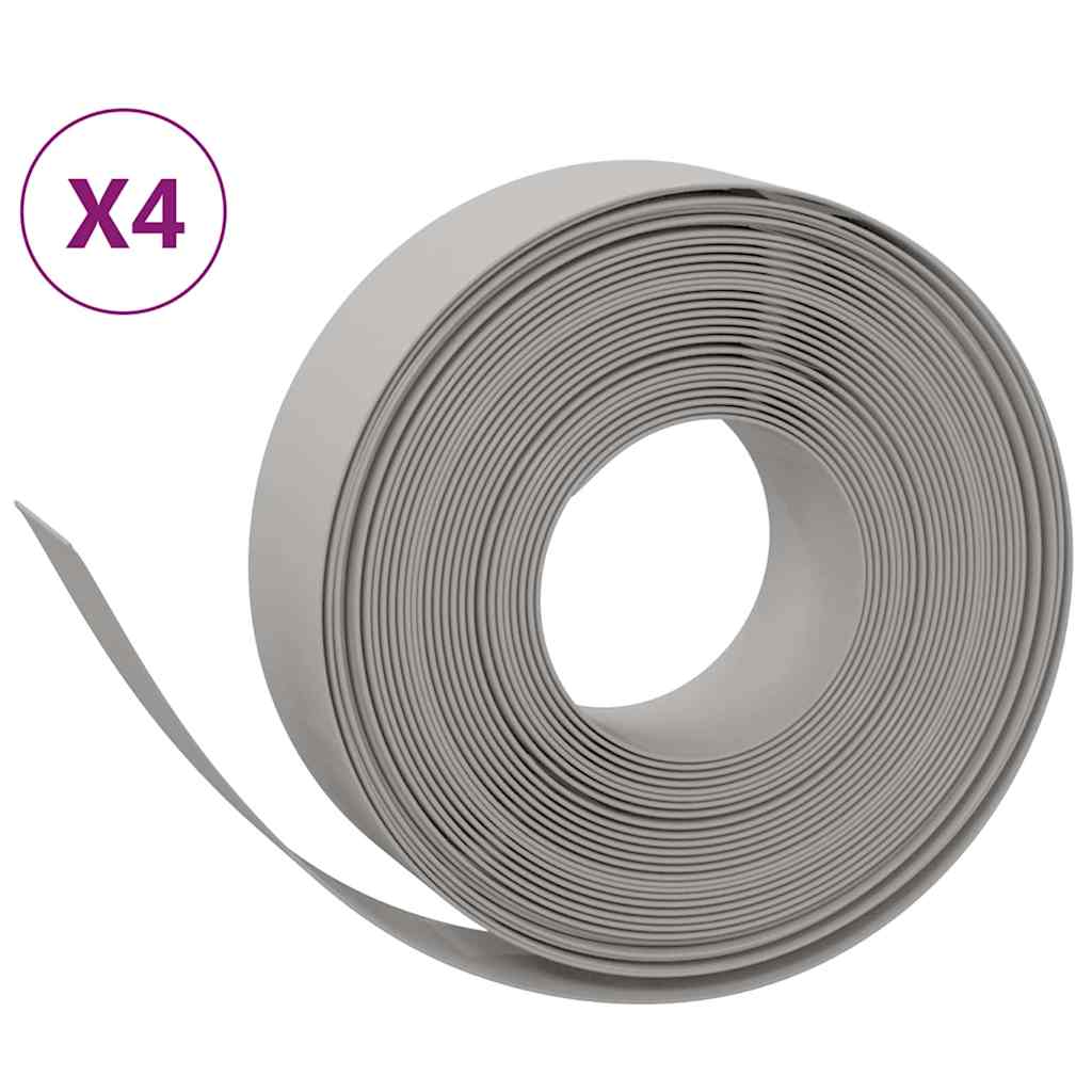 VidaXL Garteneinfassung 4 Stk. 10 m 15 cm Polyethylen grau