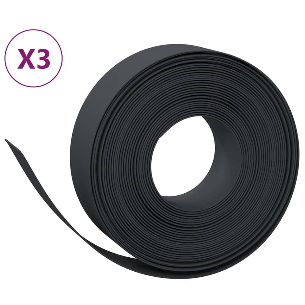 VidaXL Garteneinfassung 3 Stk. 10 m 15 cm Polyethylen schwarz