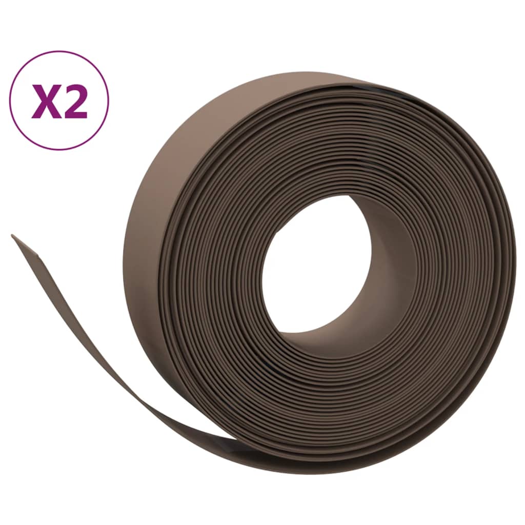 VidaXL Garteneinfassung 2 Stk. 10 m 15 cm Polyethylen braun
