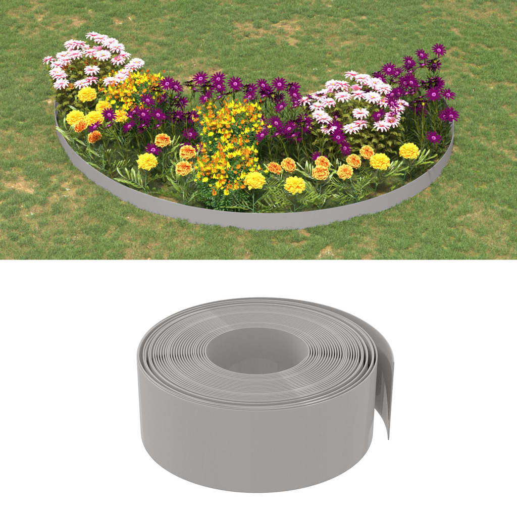 VidaXL Garteneinfassung 2 Stk. 10 m 20 cm Polyethylen grau