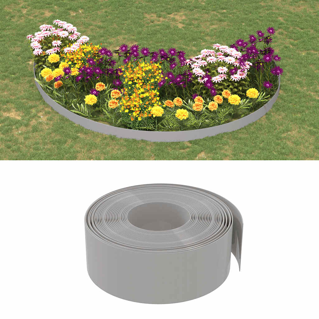 VidaXL Garteneinfassung 4 Stk. 10 m 20 cm Polyethylen grau