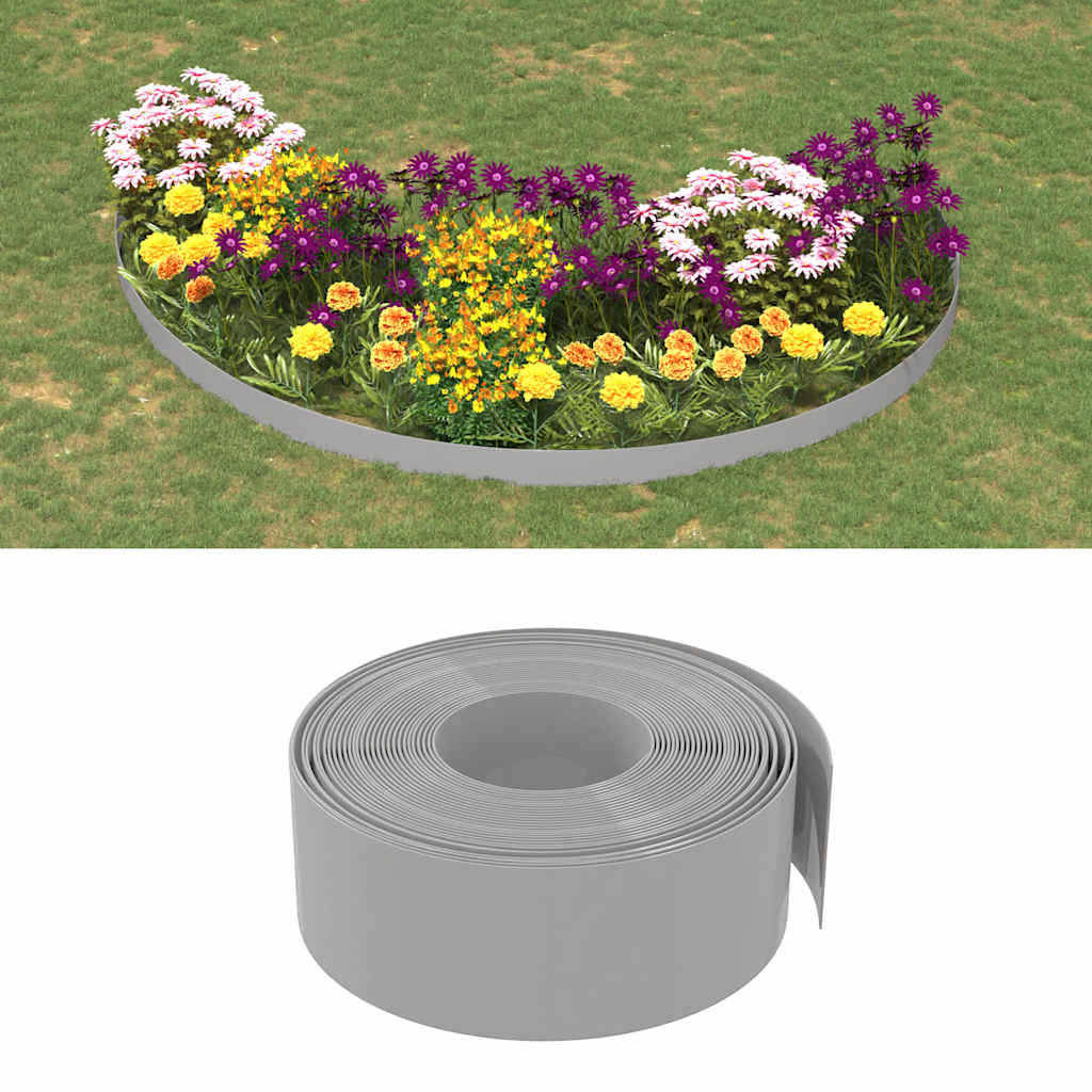 VidaXL Garteneinfassung 5 Stk. 10 m 20 cm Polyethylen grau