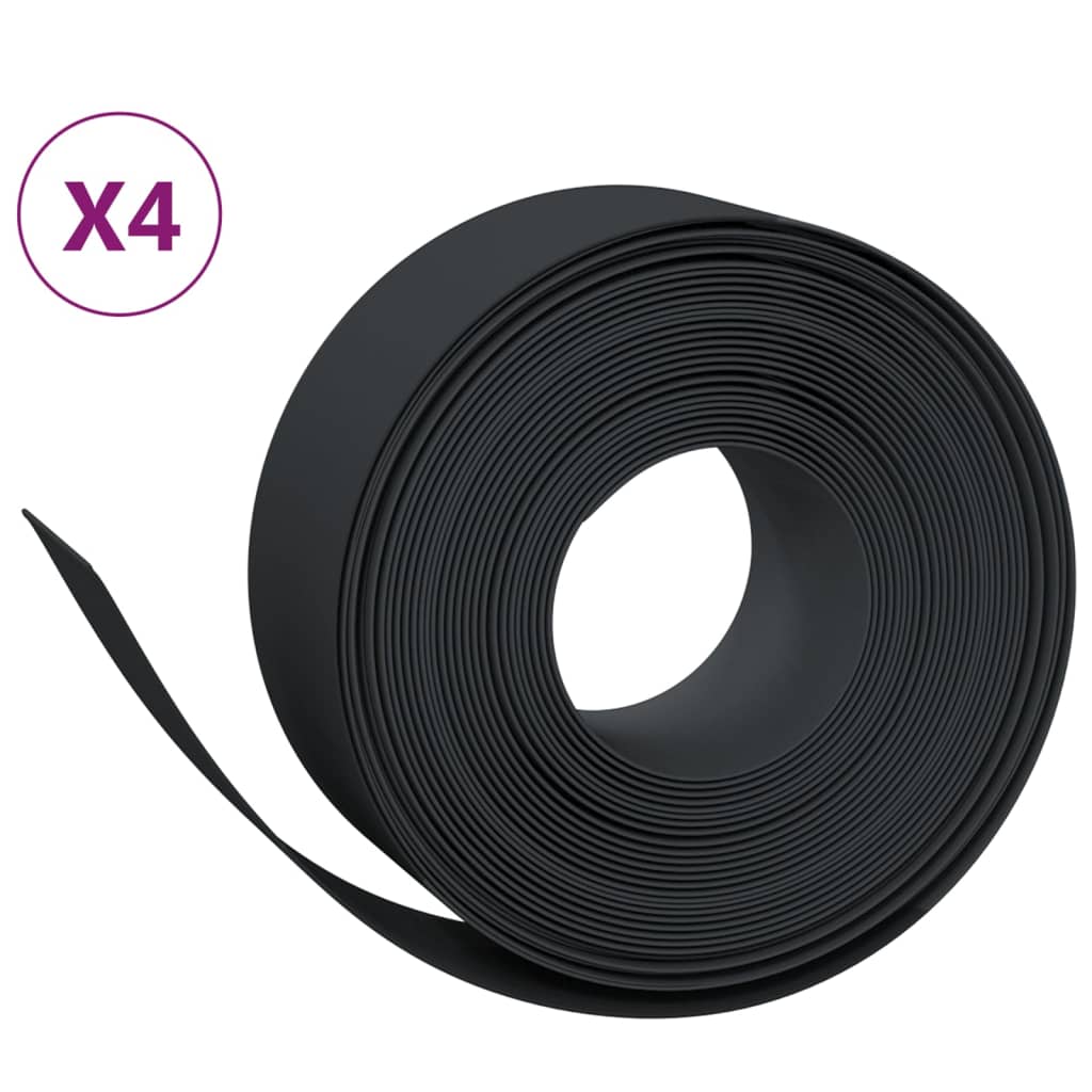 VidaXL Garteneinfassung 4 Stk. 10 m 20 cm Polyethylen schwarz